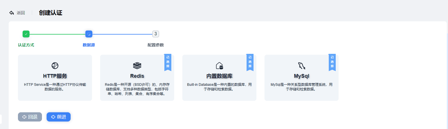 Screenshot of the supported authentication methods page
