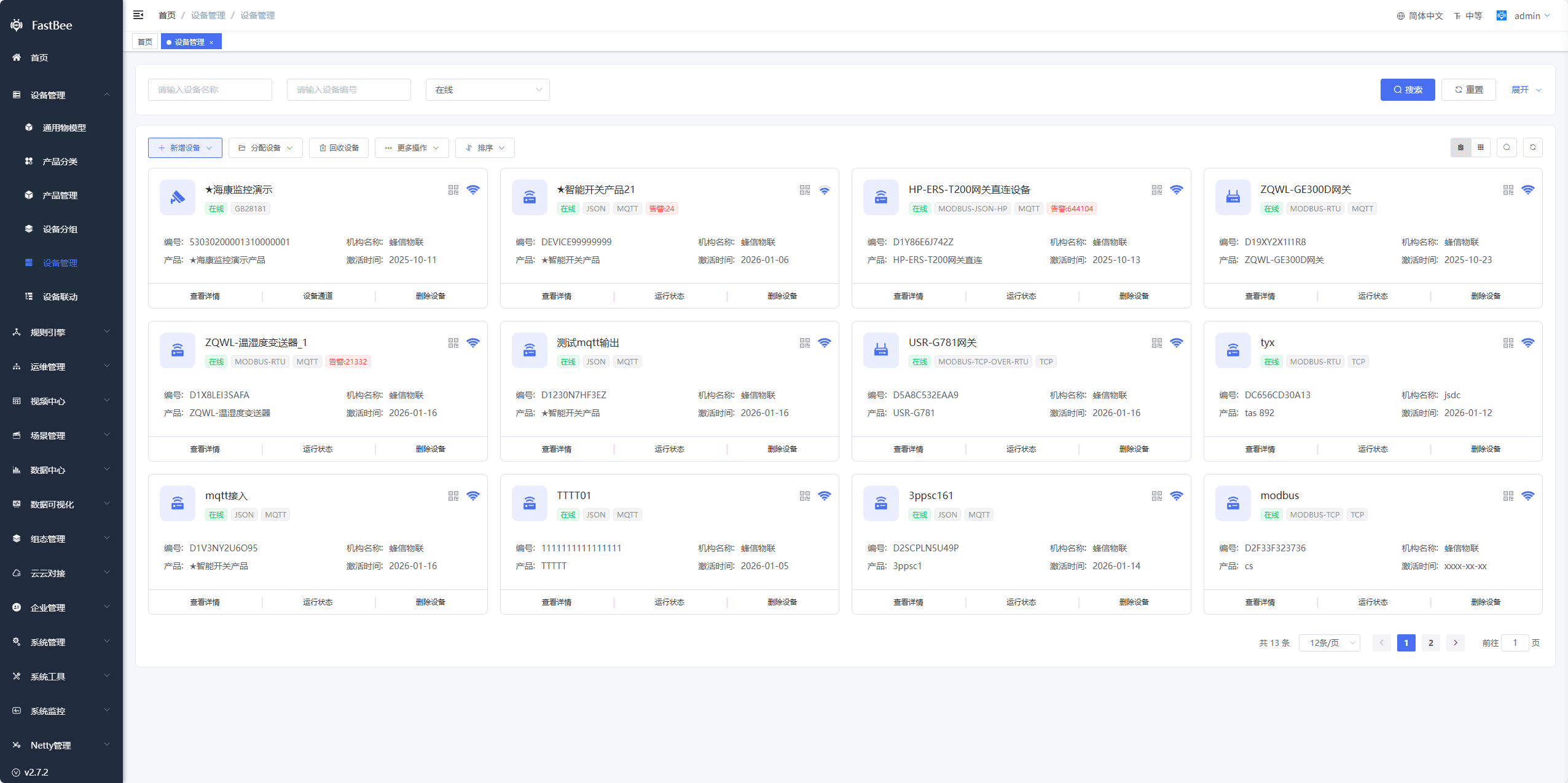 Screenshot of the Device Management overview page