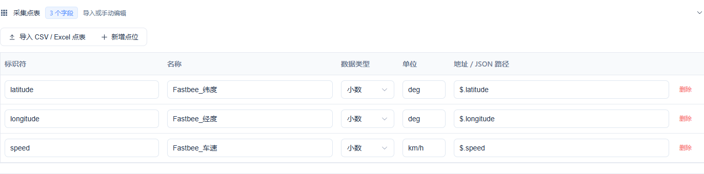 核对三项字段与单位