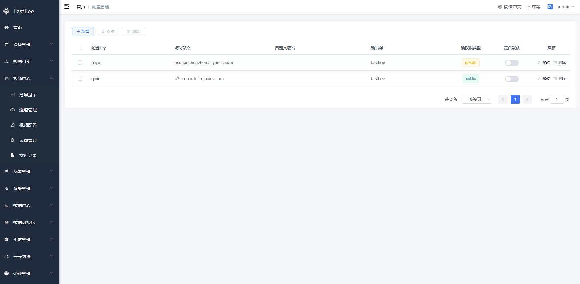 1.1 Fill in OSS configuration in FastBee