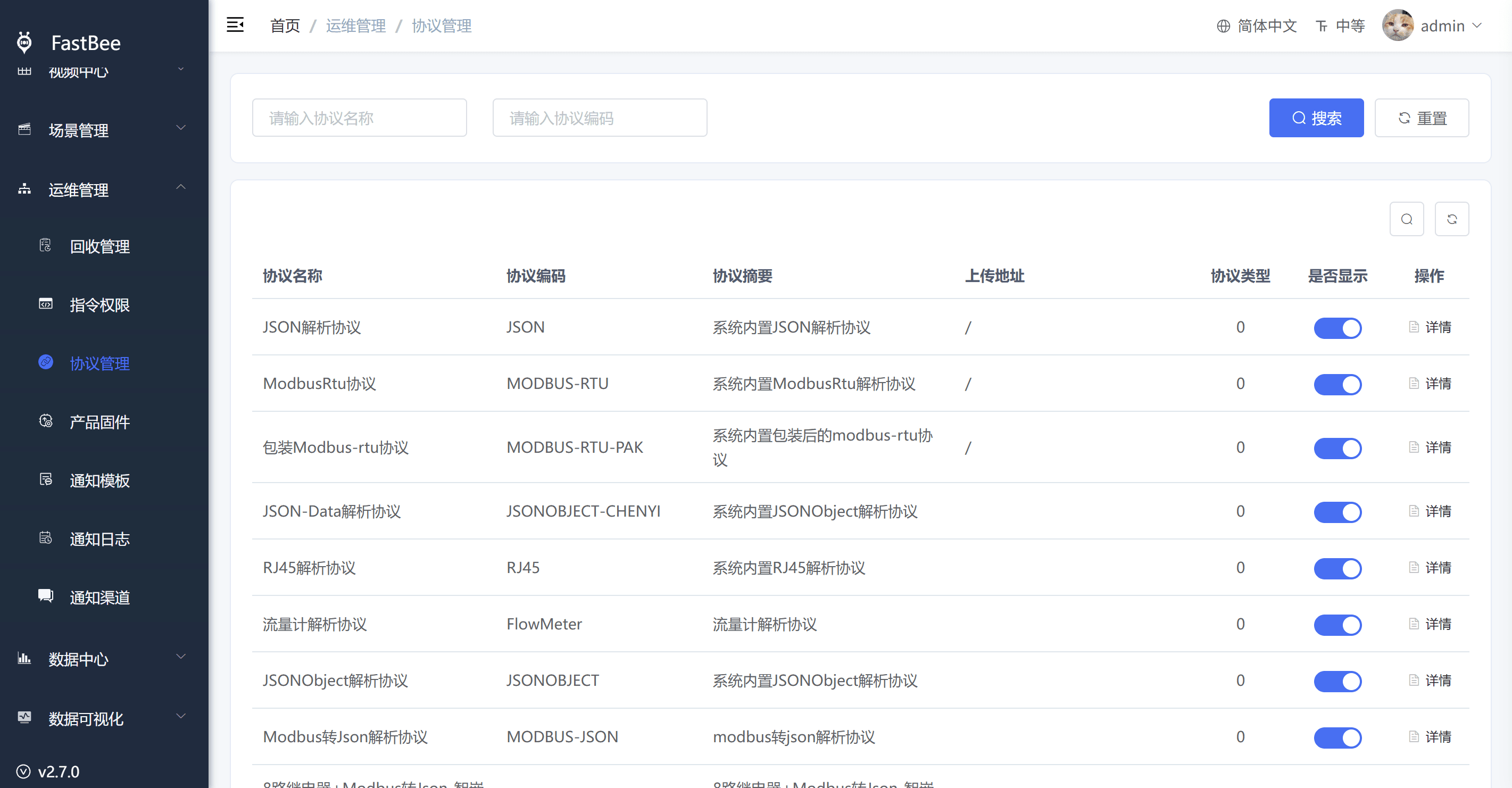 Protocol definition page screenshot