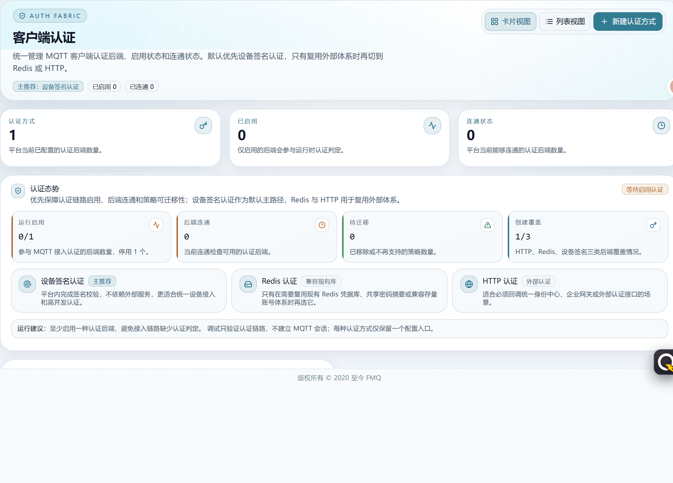 Authentication list overview