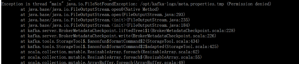 Kafka log directory permission screenshot